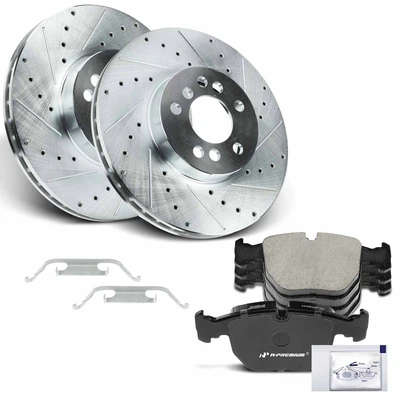 Front Drilled Rotors & Ceramic Brake Pads