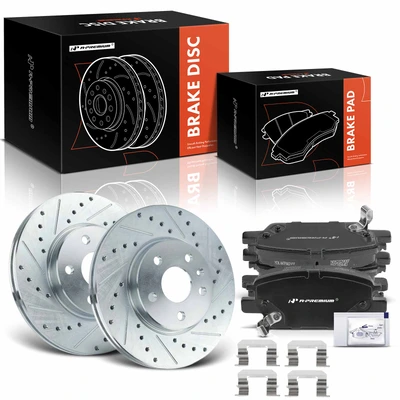 6 Pcs Front Drilled Rotors & Ceramic Brake Pads