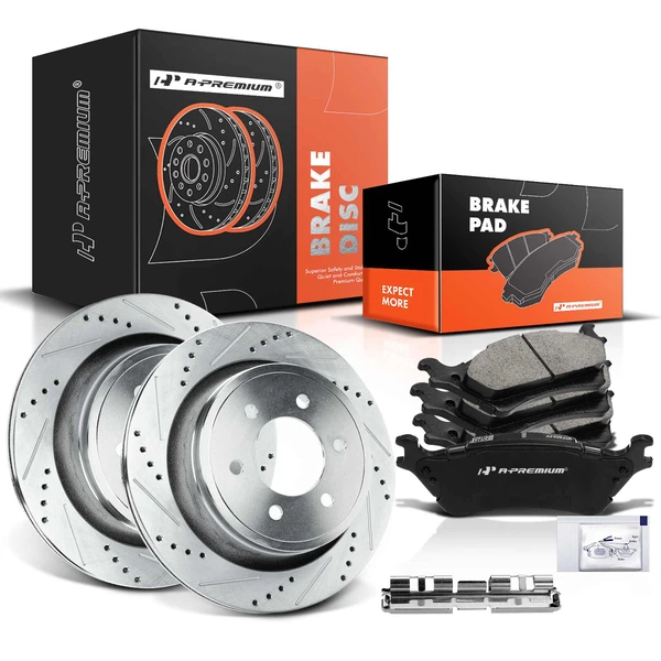 Brake Pad and Rotor Kit, 6 Pcs, Rear Driver & Passenger, A-Premium, APBRPS123