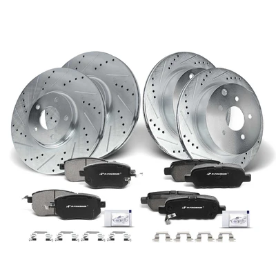 Front & Rear Drilled Rotors & Ceramic Brake Pads
