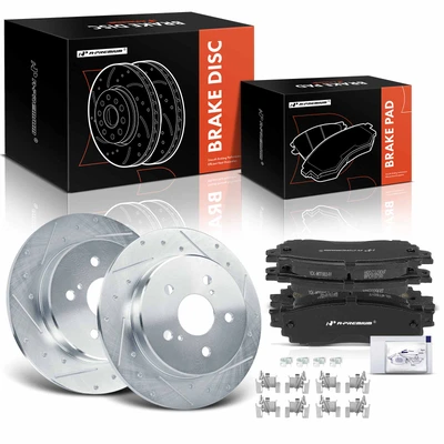 6 Pcs Rear Drilled Rotors & Ceramic Brake Pads