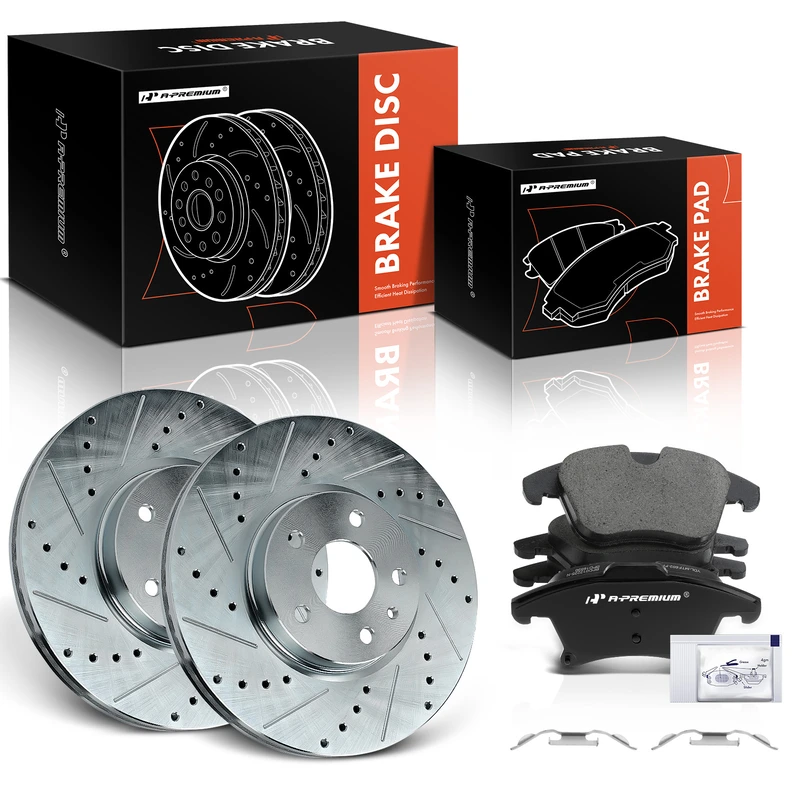 Front Drilled Rotors & Ceramic Brake Pads for Ford Fusion 2013-2020 Lincoln MKZ