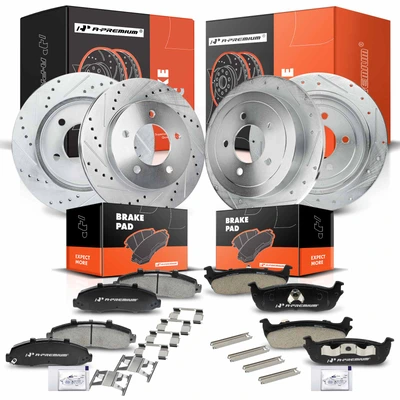 Front & Rear Drilled Rotors & Ceramic Brake Pads