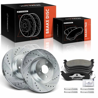 6 Pcs Front Drilled Brake Rotors & Ceramic Pads