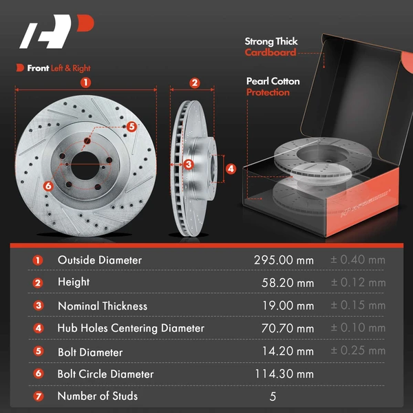 Drilled & Slotted Disc Brake Rotors and Ceramic Pads Kit, 6 Pcs, Front Driver & Passenger, A-Premium, APBRPS410