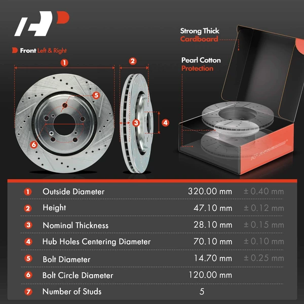 Drilled & Slotted Disc Brake Rotors and Ceramic Pads Kit, 12 Pcs, Front & Rear, A-Premium, APBRPS1322