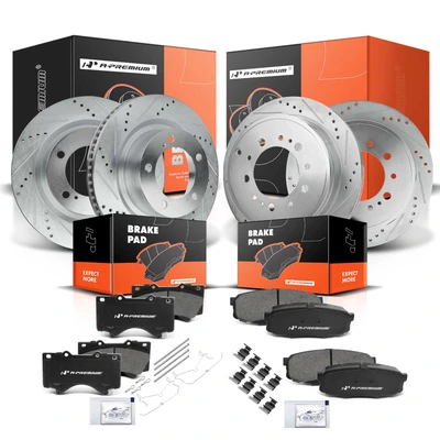 Front & Rear Drilled Rotors & Ceramic Brake Pads