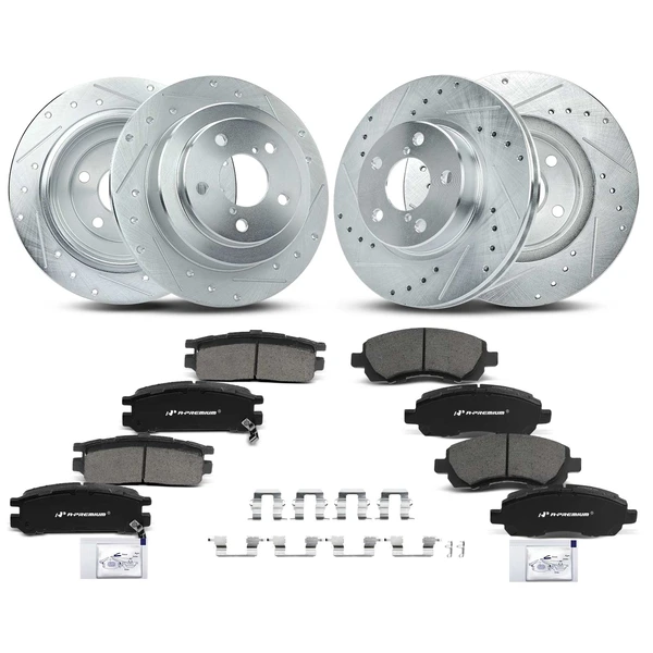 Brake Pad and Rotor Kit, 12 Pcs, Front & Rear, A-Premium, APBRPS285