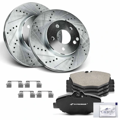 Front Drilled Rotors & Ceramic Brake Pads