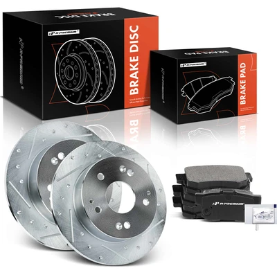 6 Pcs Rear Drilled Brake Rotors & Ceramic Brake Pads
