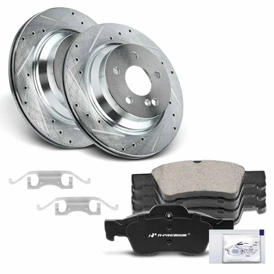 Rear Drilled Rotors & Ceramic Brake Pads
