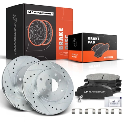 Front Drilled Rotors & Ceramic Brake Pads