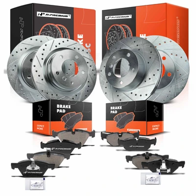 Front & Rear Drilled Rotors & Ceramic Brake Pads
