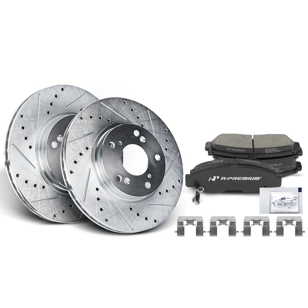 Brake Pad and Rotor Kit, 6 Pcs, Front Driver & Passenger, A-Premium, APBRPS029