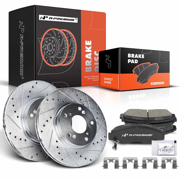 2003-2007 Honda Accord Brake Pad and Rotor Kit, 6 Pcs, Front Driver & Passenger, A-Premium, APBRPS029