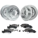 Front & Rear Drilled Rotors & Ceramic Brake Pads for Chevrolet Express 2500 GMC