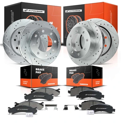 Front & Rear Drilled Rotors & Ceramic Brake Pads