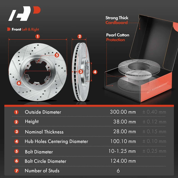 Drilled & Slotted Disc Brake Rotors and Ceramic Pads Kit, 6 Pcs, Front Driver & Passenger, A-Premium, APBRPS625