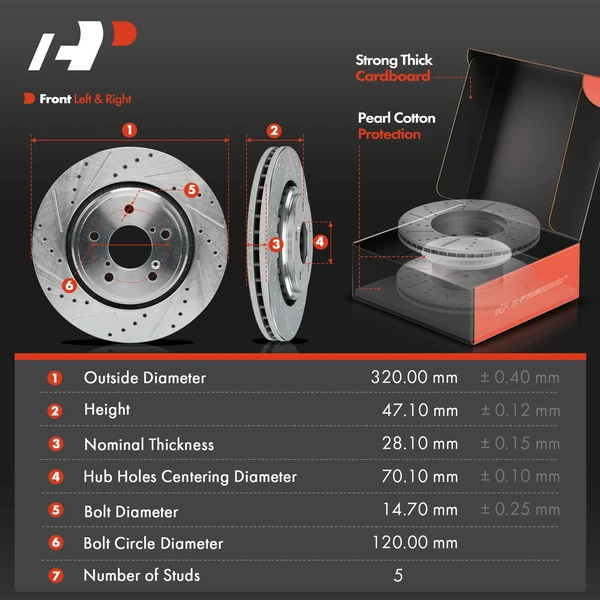 Drilled & Slotted Disc Brake Rotors and Ceramic Pads Kit, 12 Pcs, Front & Rear, A-Premium, APBRPS1324