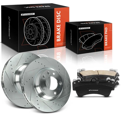 6 Pcs Front Drilled Rotors & Ceramic Brake Pads