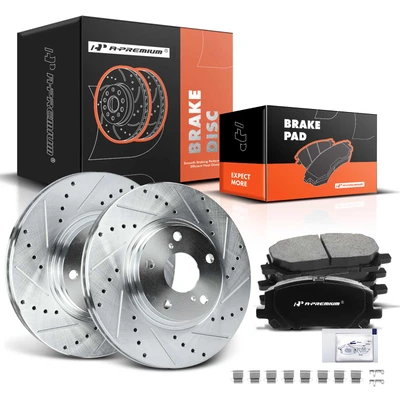 Front Drilled Rotors & Ceramic Brake Pads