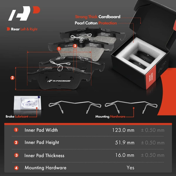 Drilled & Slotted Disc Brake Rotors and Ceramic Pads Kit, 6 Pcs, Rear Driver & Passenger, A-Premium, APBRPS416