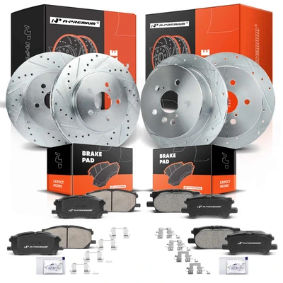 Front & Rear Drilled Rotors & Ceramic Brake Pads