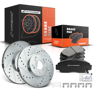 Front Drilled Rotors & Ceramic Brake Pads