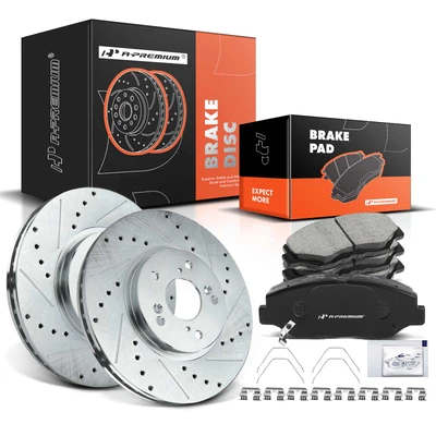 Front Drilled Rotors & Ceramic Brake Pads