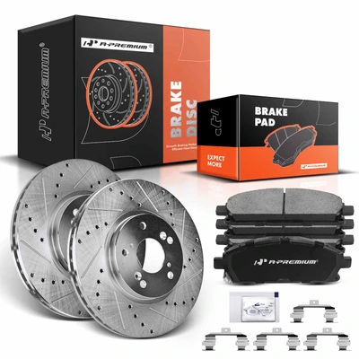 Front Drilled Rotors & Ceramic Brake Pads