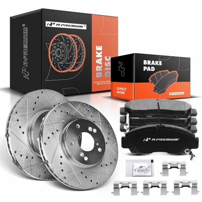 Front Drilled Rotors & Ceramic Brake Pads
