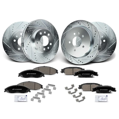 Front & Rear Drilled Rotors & Ceramic Brake Pads
