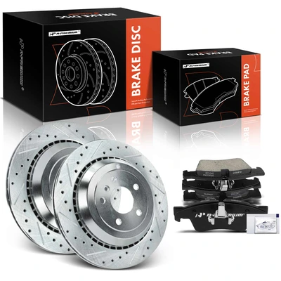 Rear Drilled Rotors & Ceramic Brake Pads