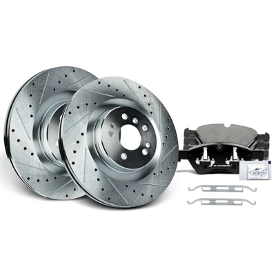 Front Drilled Rotors & Ceramic Brake Pads