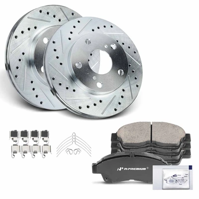 Front Drilled Rotors & Ceramic Brake Pads