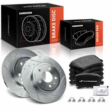 6 Pcs Rear Drilled Brake Rotors & Ceramic Pads for 2005-2009 Audi A4