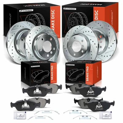 12 Pcs Drilled Rotors & Ceramic Brake Pads
