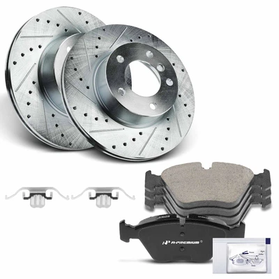 Front Drilled Rotors & Ceramic Brake Pads