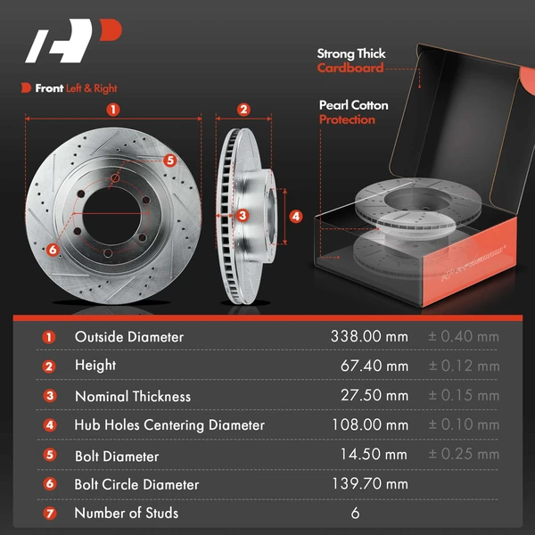 Brake Pad and Rotor Kit, 6 Pcs, Front Driver & Passenger, A-Premium, APBRPS642