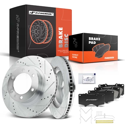 Front Drilled Rotors & Ceramic Brake Pads