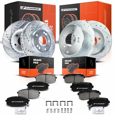 Front & Rear Drilled Rotors & Ceramic Brake Pads