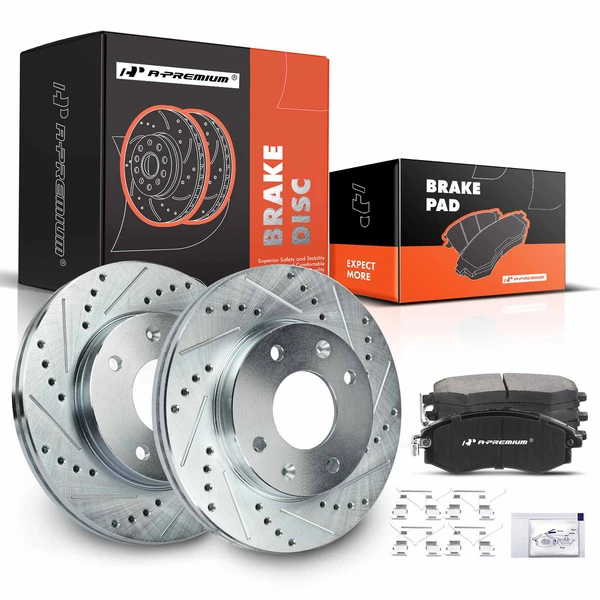 1999-2001 Hyundai Tiburon Brake Pad and Rotor Kit, 6 Pcs, Front Driver & Passenger, A-Premium, APBRPS640