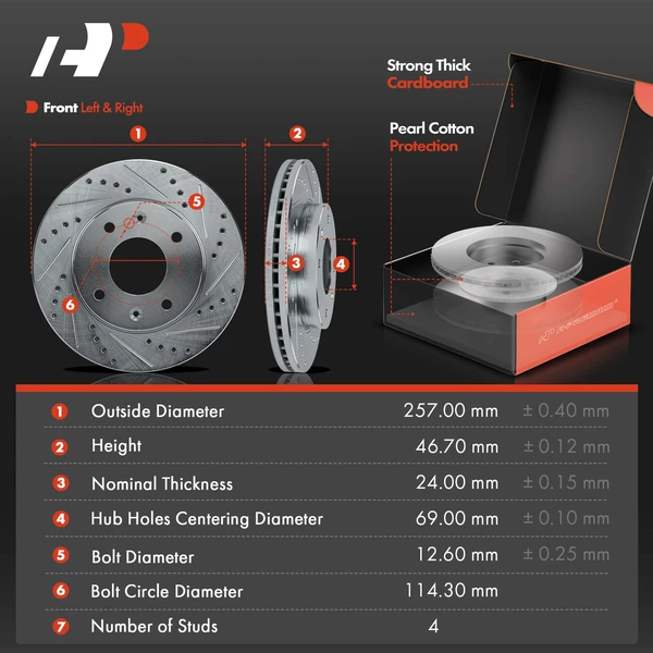 Brake Pad and Rotor Kit, 6 Pcs, Front Driver & Passenger, A-Premium, APBRPS641