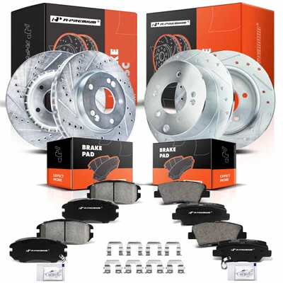 Front & Rear Drilled Rotors & Ceramic Brake Pads