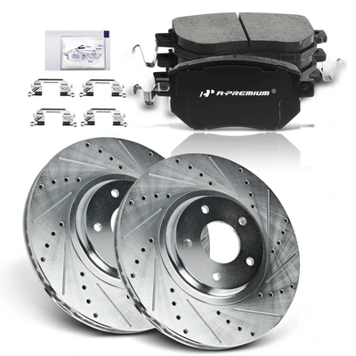 Front Drilled Rotors & Ceramic Brake Pads