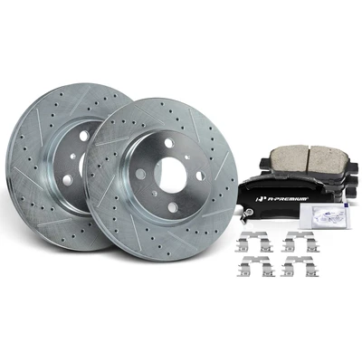 Front Drilled Rotors & Ceramic Brake Pads