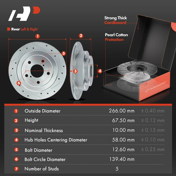 Drilled & Slotted Disc Brake Rotors and Ceramic Pads Kit, 12 Pcs, Front & Rear, A-Premium, APBRPS1407