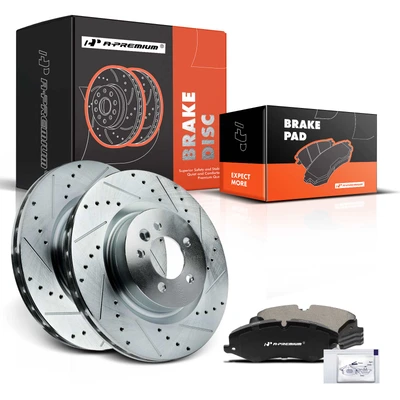 Front Drilled Rotors & Ceramic Brake Pads