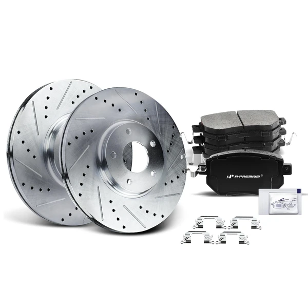 Brake Pad and Rotor Kit, 6 Pcs, Front Driver & Passenger, A-Premium, APBRPS042