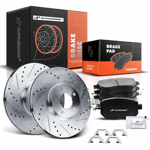 2003-2005 INFINITI FX35 Brake Pad and Rotor Kit, 6 Pcs, Front Driver & Passenger, A-Premium, APBRPS042